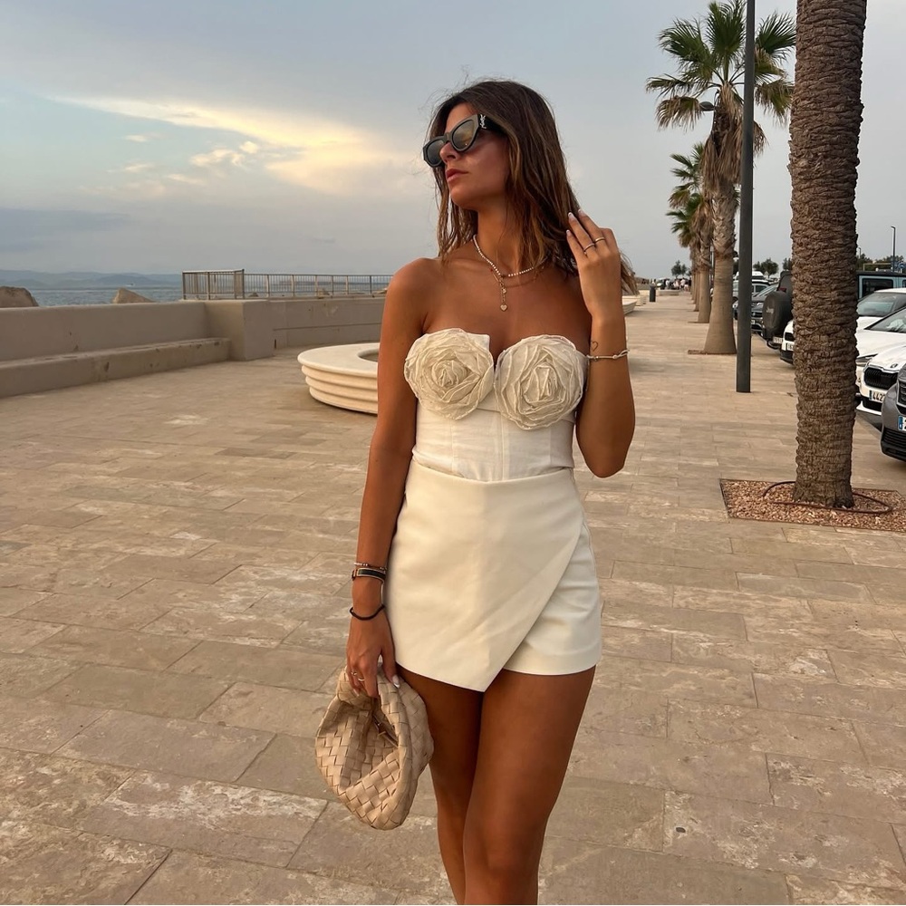 Zara White Strapless Crop Top - Picture 2 of 16